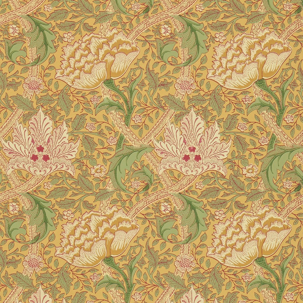 Windrush Wallpaper 6102 by Morris & Co in Gold Thyme Green